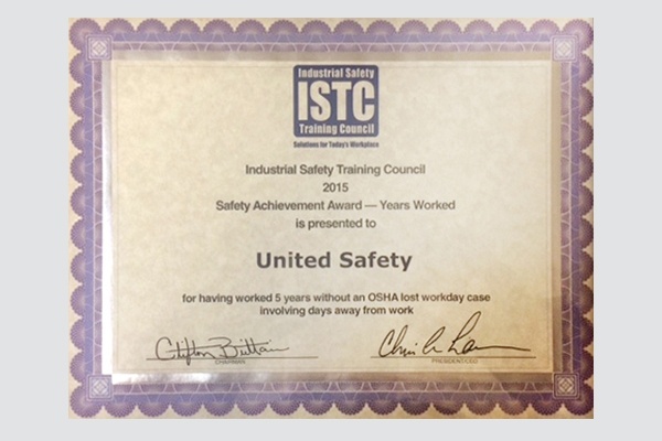 ISTC Safety Achievement Award
